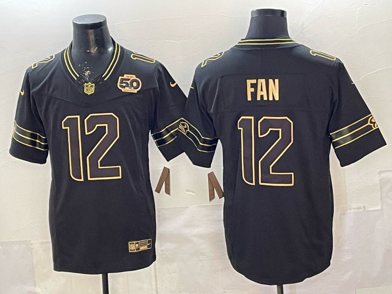 Men 2026 Seattle Seahawks #12 Fan Black gold 3th generations Nike Limited NFL Jersey style 004